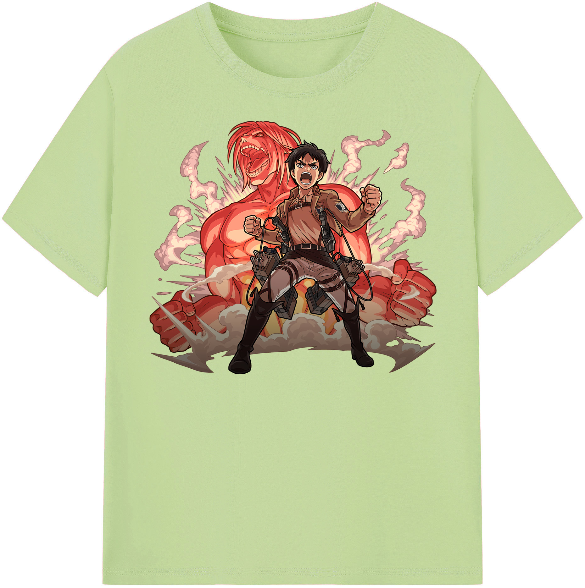 （画像用） 進撃の巨人 エレン･イェーガー Attack on Titan Eren Jäger 綿100％半袖Tシャツ（フロントプリント）